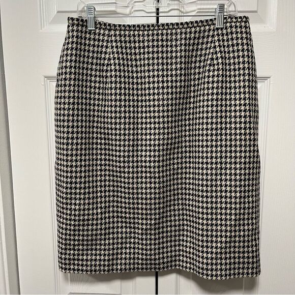 Jones New York Vintage Houndstooth Pencil Skirt Classic Career Tan Brown - Picture 2 of 5